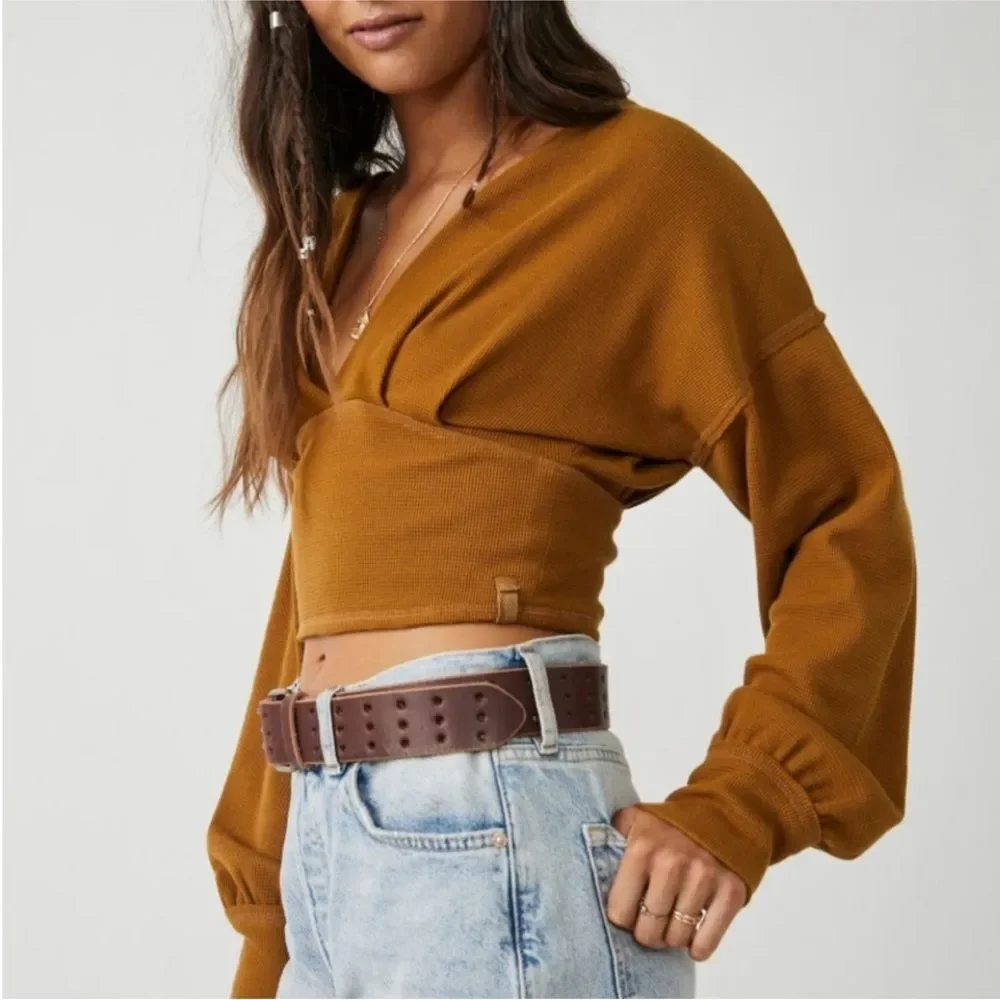 Free People We The Free “All Nighter” Surplice Crop Top Small